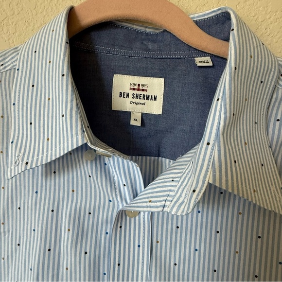 Ben Sherman Pinstripe Button Down Mens Short Sleeve Shirt Size XL - Picture 6 of 11